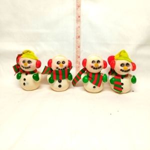 VINTAGE snowman Christmas ornaments Set of 4
